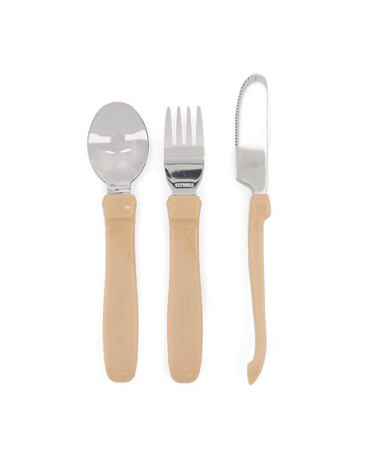 Twistshake Learn Cutlery Stainless Steel 12+m Pastel Beige