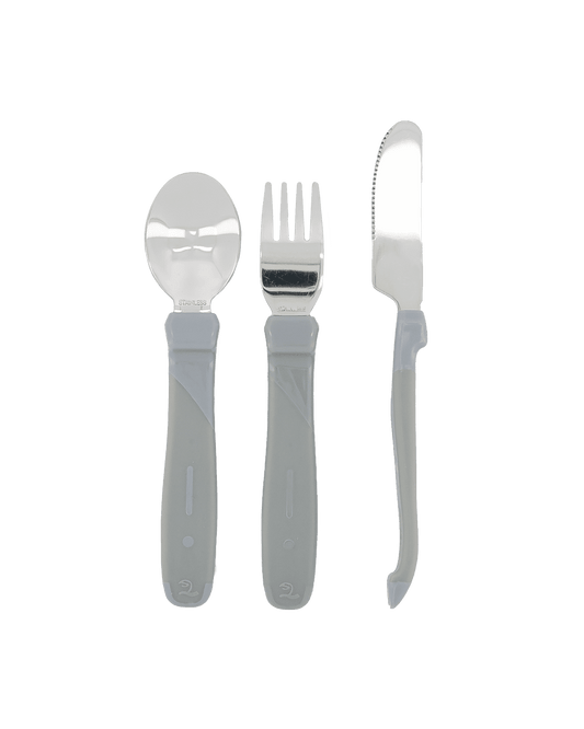 Twistshake Learn Cutlery Stainless Steel 12+m Pastel Grey
