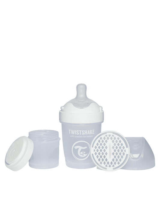 Twistshake Pro Double Anti-Colic Feeding Bottle 180ml Pastel White