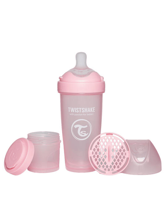 Twistshake Pro Double Anti-Colic Feeding Bottle 330ml Pastel Pink