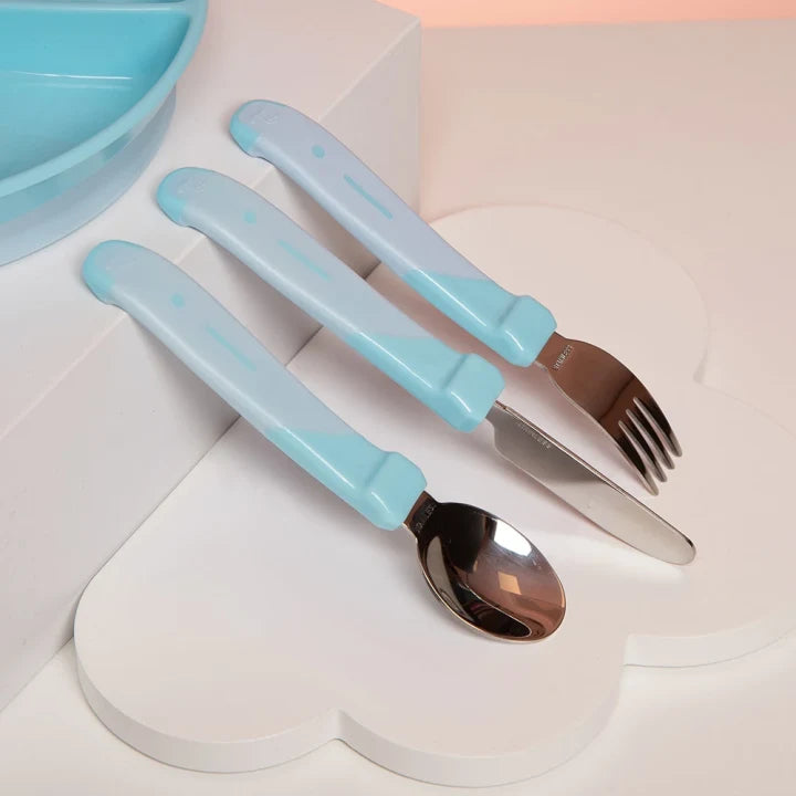 Twistshake Learn Cutlery Stainless Steel 12+m Pastel Blue