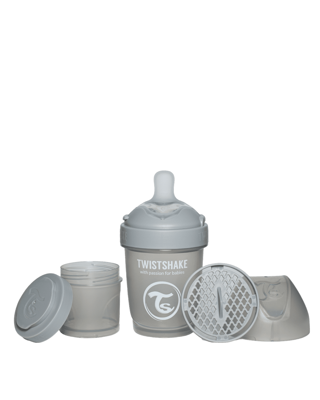 Twistshake Pro Double Anti-Colic Feeding Bottle 180ml Pastel Grey