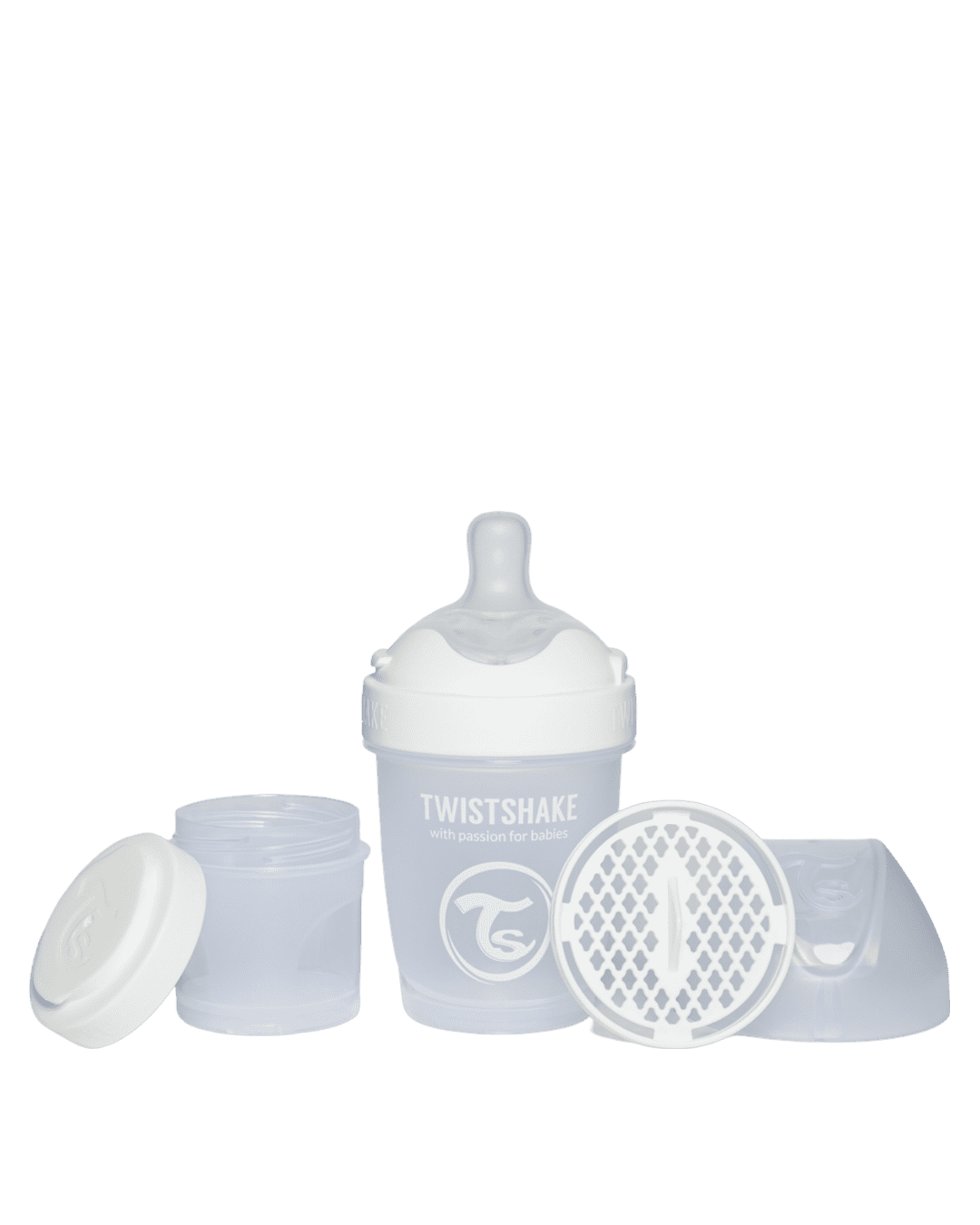 Twistshake Pro Double Anti-Colic Feeding Bottle 180ml Pastel White
