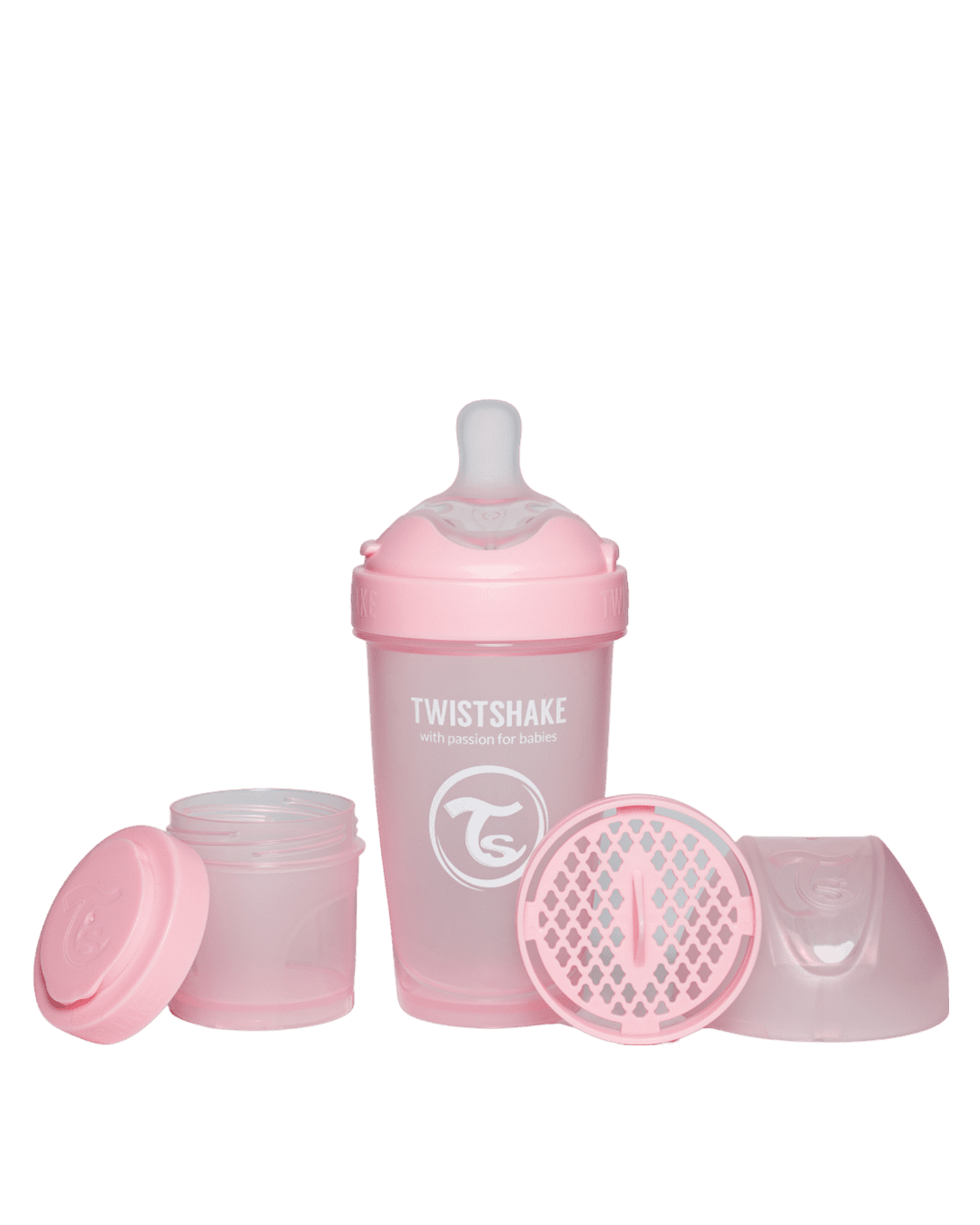 Twistshake Pro Double Anti-Colic Feeding Bottle 260ml Pastel Pink