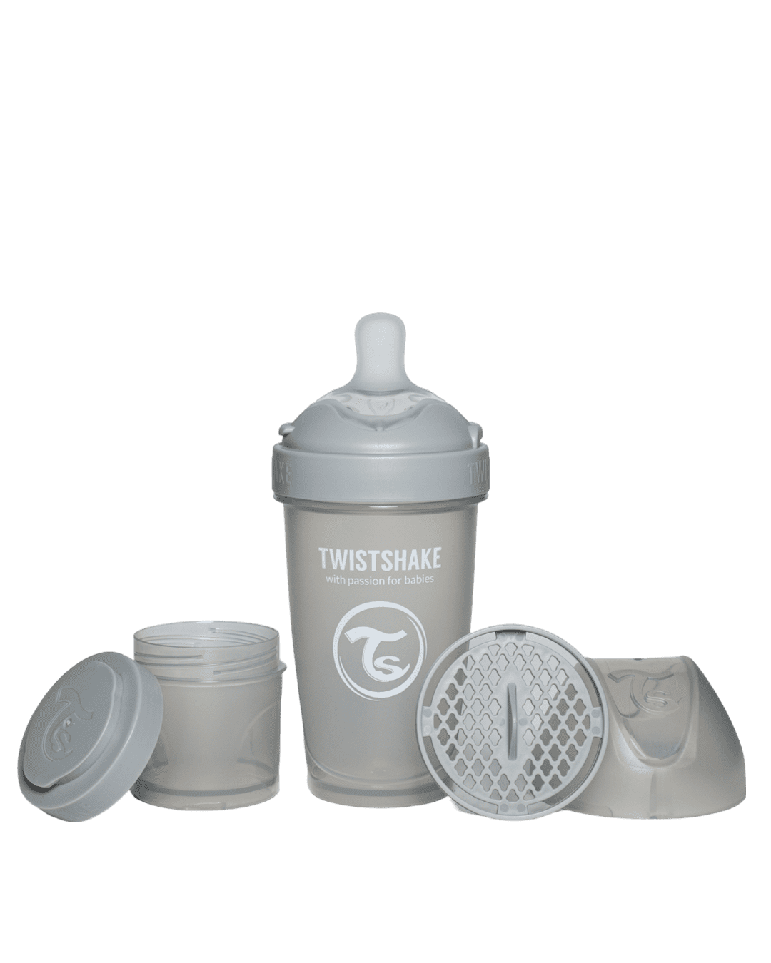 Twistshake Pro Double Anti-Colic Feeding Bottle 260ml Pastel Grey