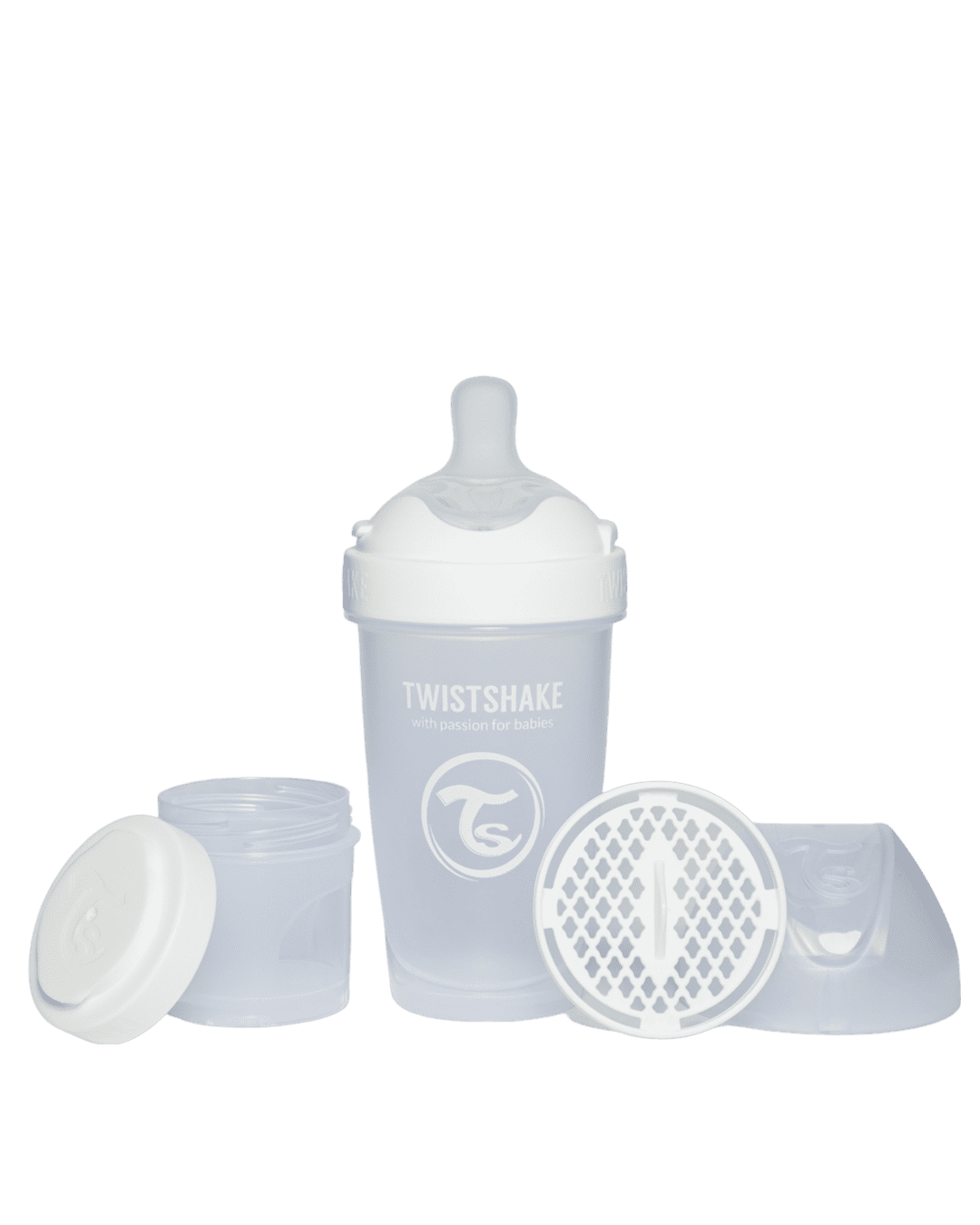 Twistshake Pro Double Anti-Colic Feeding Bottle 260ml White