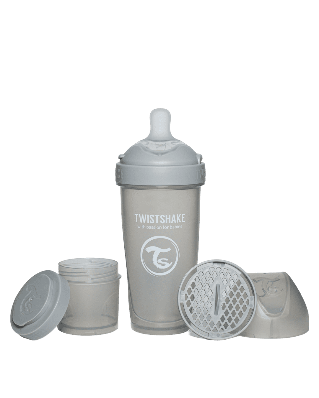 Twistshake Pro Double Anti-Colic Feeding Bottle 330ml Pastel Grey